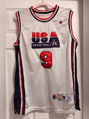 Champion Team USA Jordan #9 Basketball Jersey White 1992 Olympics Size 50
